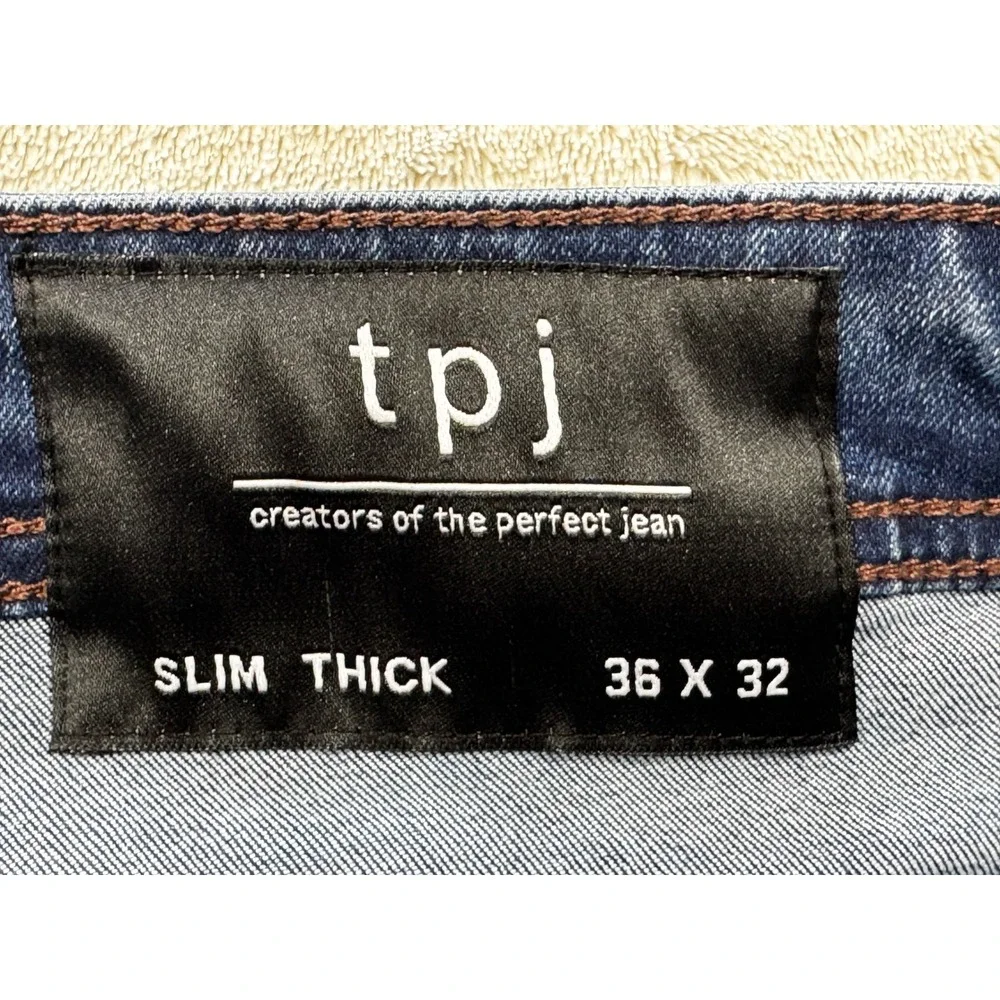 tpj The Perfect Jean Mens Slim Thick Stretch Blue Denim Jeans 36x32 Meas: 36x31